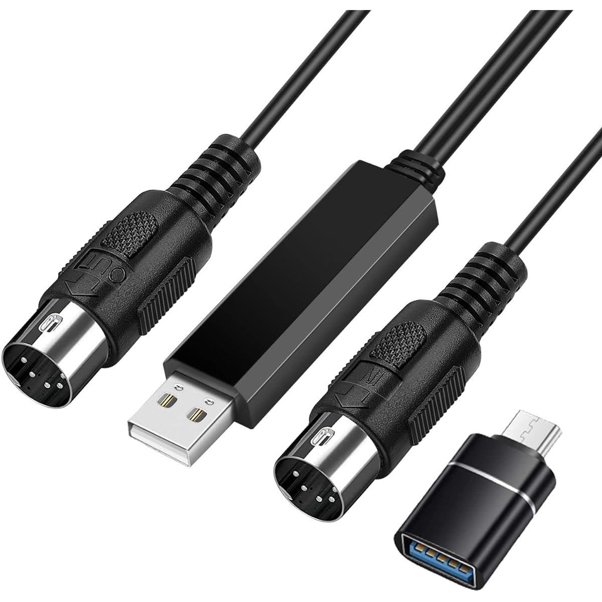 TNP Products Keyboard Synthesizer Piano Instrument MIDI OUT Cable Host Adapter Plug Controller Wire Cord for Mac Computer PC Windows Laptop Music Studio (6 FT) - USB Cable Interface Converter MIDI