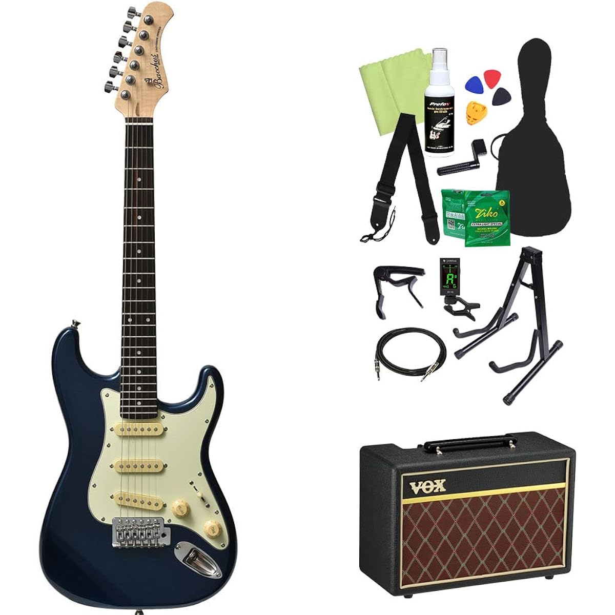 Bacchus SST-Mini Electric Guitar Beginner 14-piece Set with VOX Amplifier 3TS Mini Size Stratocaster Type Bacchus