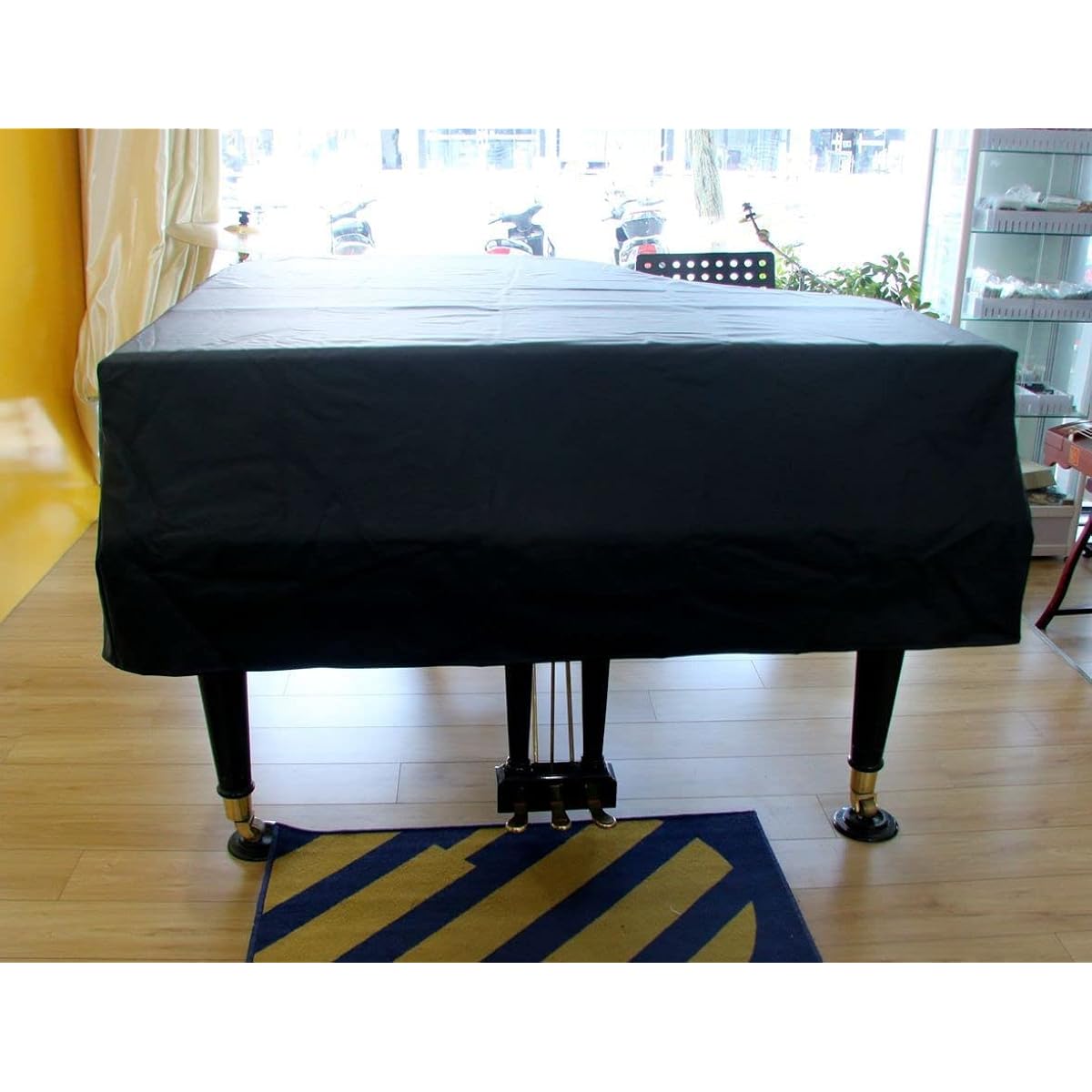 Leather Piano Cover Anti-Knock Cat and Dog Scratch Prevention Grand Piano Cover Leather Three-Proof Piano Cover Triangle Leather Piano Cover Black and White Key Piano Decoration (S)
