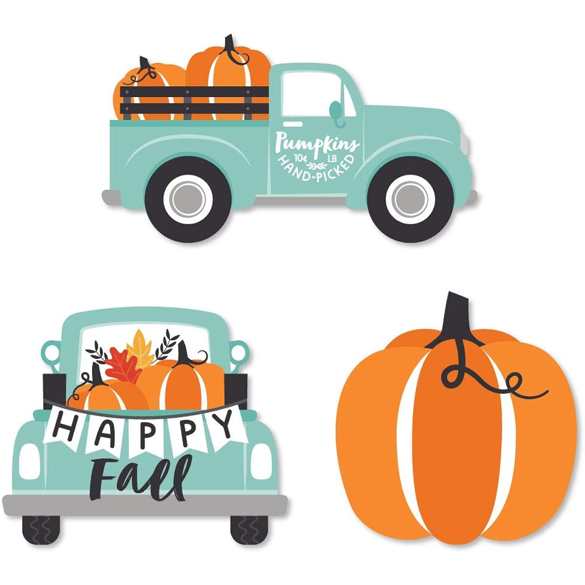 Big Dot of Happiness Happy Fall Truck - DIY Shape Harvest Pumpkin Party Cutouts - 24 Pieces
