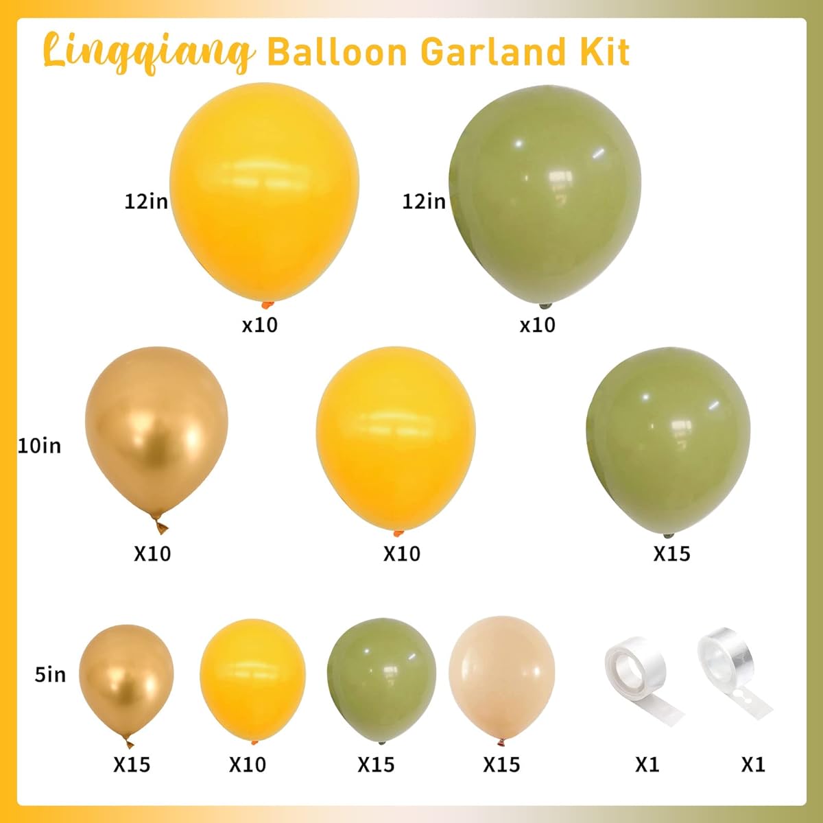 Balloon Arch Garland Kit - Green Yellow - 112pcs