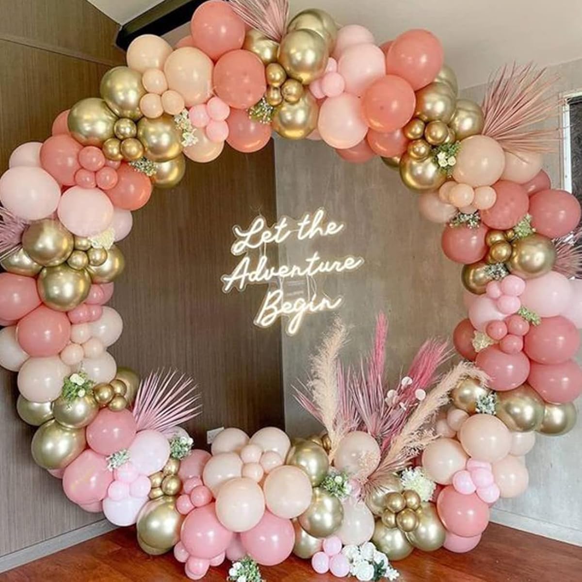 Boho Balloon Garland Kit - 129pcs Retro Pink Balloons, Nude Balloons, Metallic Gold Balloons for Bridal Engagement Baby Shower Birthday Wedding Boho Party Decorations