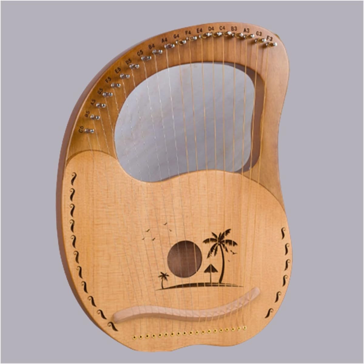 WowZza Solid Wood 19 String Lyre Portable Lyre 19 String Lyre Beginner Easy to Learn Instrument Lyre Harp for Beginners/1