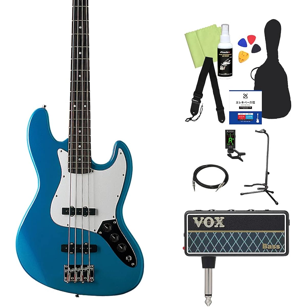 Photogenic JB-240 MBL Bass Beginner 12-piece Set [With Headphone Amplifier] Jazz Bass Type Photogenic