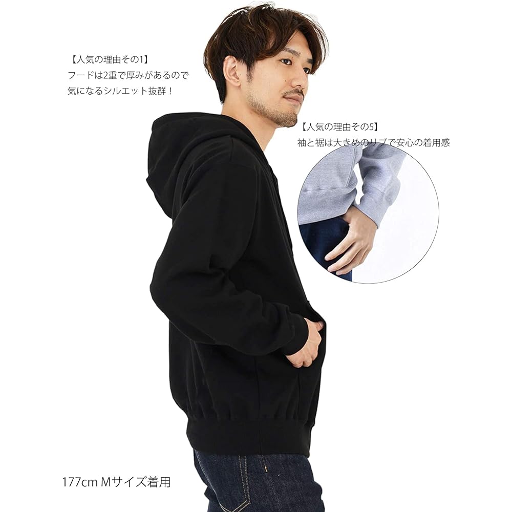 [T-Shirt Dot Esty] Hoodie Plain Pile Lining Zip Up 10.0oz Men's (S,M,L,XL,2XL,3XL,4XL,5XL)