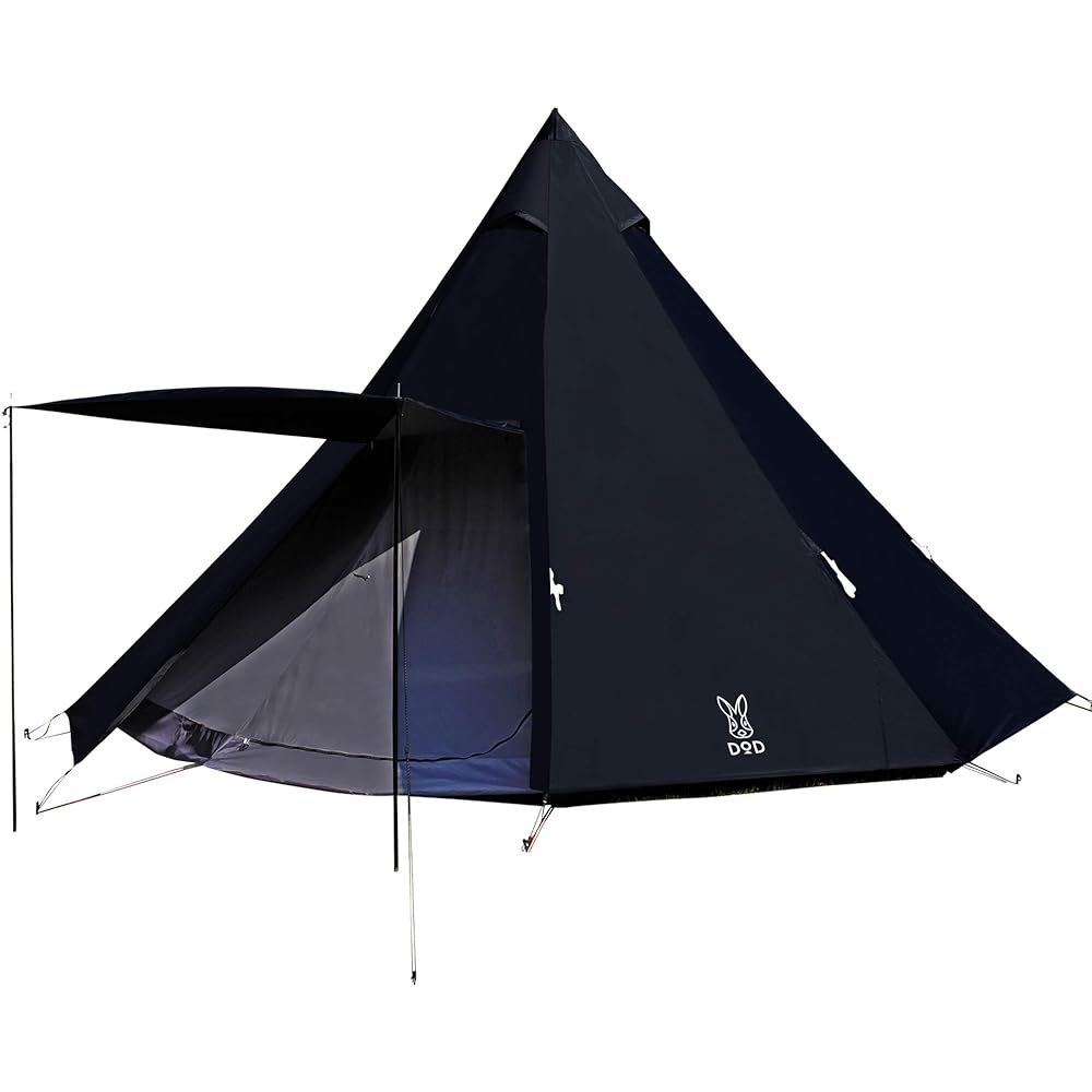 DOD One Pole Tent L for 8 people [Compact Storage & Easy Setup] T8-200-BK & One Pole Tent Table Easy to install around poles Foldable TB6-487-BK [Buy as a set]