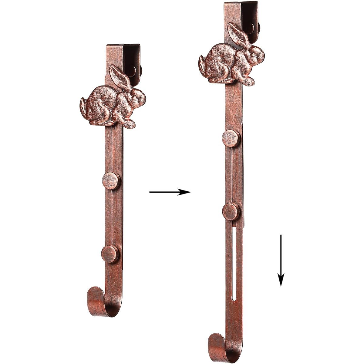 Retrome 16" Iron Rabbit Bunny Wreath Hanger for Entryway Christmas Halloween Fall Wreath Holder Antique Copper Finish