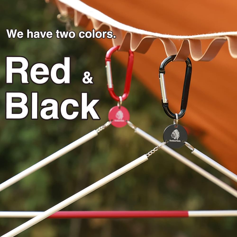 OutdoorHolic Hanger, Folding Hanger, Outdoor Hanger, Carabiner, Foldable, Aluminum, Lightweight, Compact ORIGER (Red)