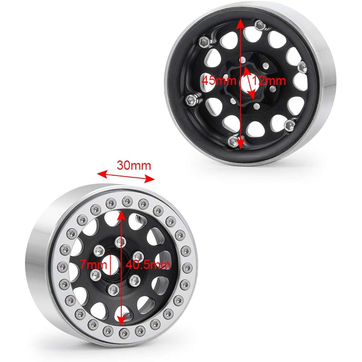 Que-T 1.9 Inch Beadlock Wheel Rim 4 Pieces Wheel Hub for 1/10 RC Crawler Axial Scx10 D90 TRX4 Black Que-T