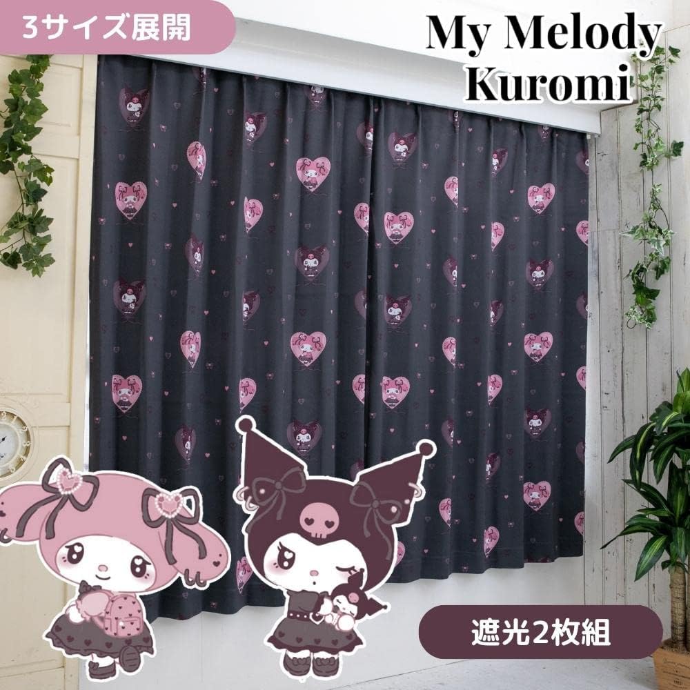 Sanrio Kuromi My Melody Midnight Merokuro 2nd Grade Blackout Heat Shielding Curtain Width 100 x 178cm Length Set of 2 My Melody Fully Washable Character SB-661-S