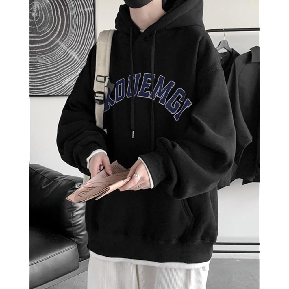[EASTEMPO] Men's Parka, Spring, Long Sleeve, Brushed Lining, Pullover, Plain, Stylish, Loose, Large Size