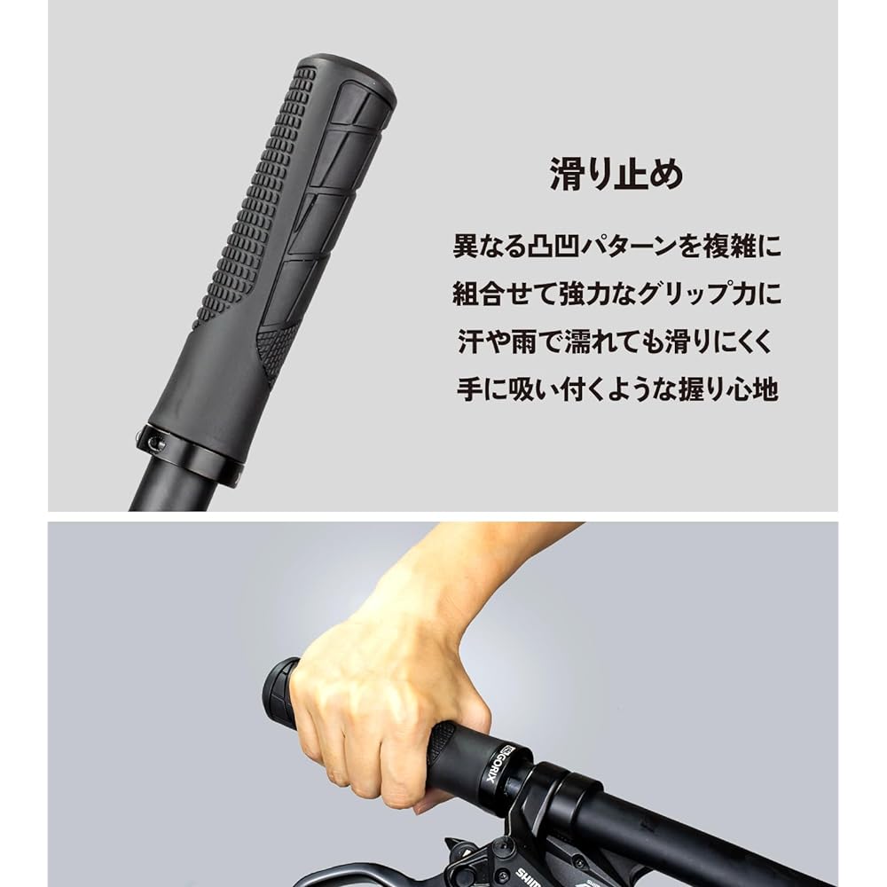 GORIX Bicycle Grip, Cylindrical, Round Handle Grip, Lock-on, Shock Absorption, Anti-Slip, Bicycle Grip, Grip Replacement, Black [Cross Bike, Mountain Bike, Electric Bicycle, Mini Velo and Other Bicycles] (GQG11)