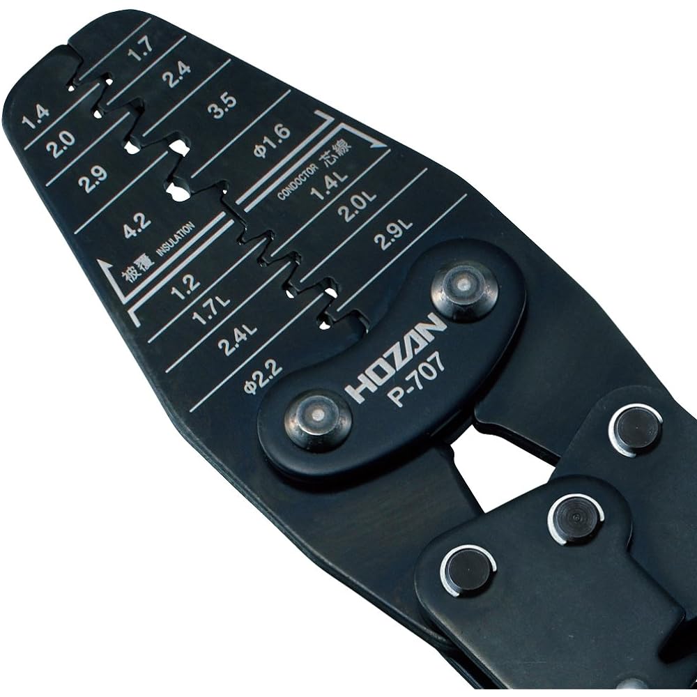 HOZAN crimping tool (for open barrel type contacts) crimping pliers 15 types of dies in various sizes Compatible with a wide range of terminals P-707