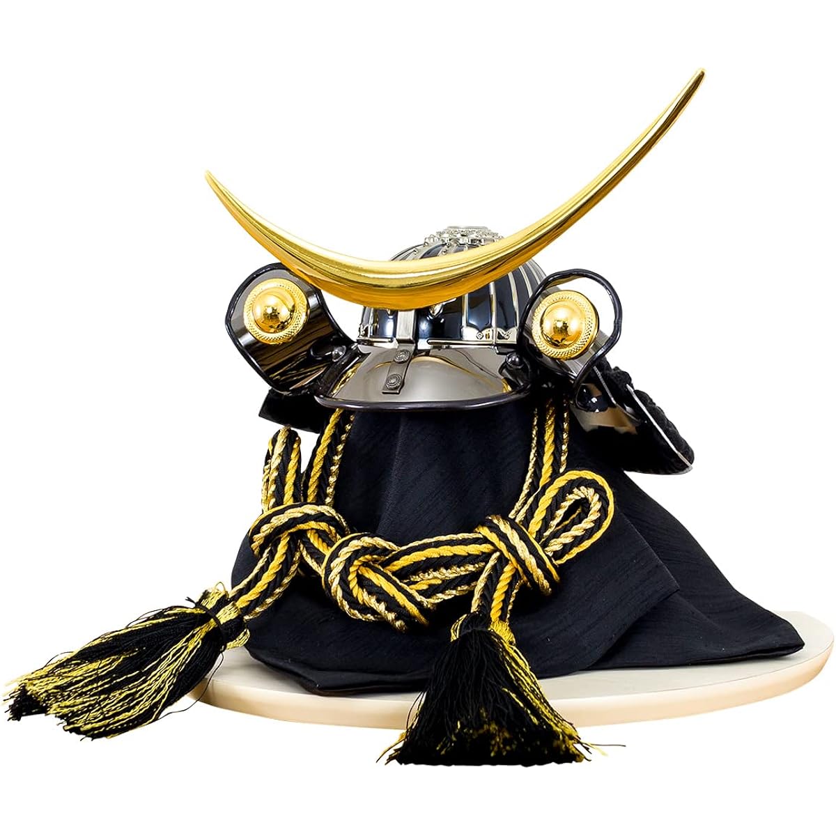 PRIFUA Boy's Day Doll Helmet Flat Decoration KUROGANE Half Moon Wood Grain White 3.DATE