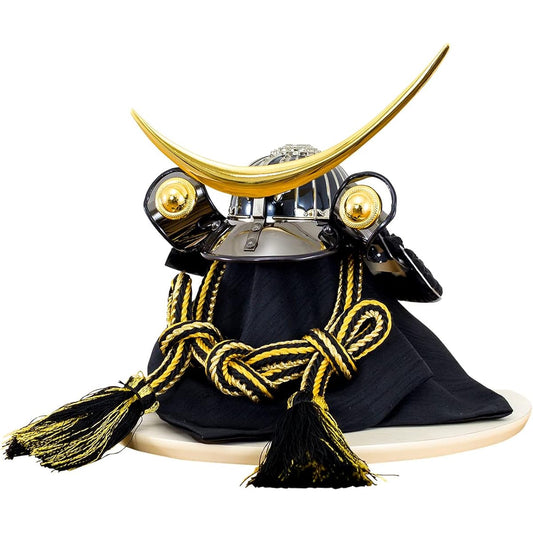 PRIFUA Boy's Day Doll Helmet Flat Decoration KUROGANE Half Moon Wood Grain White 3.DATE