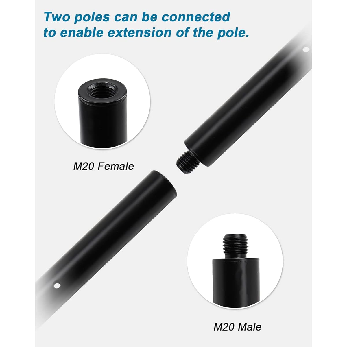 Vondynote 11" Extension Pole Subwoofer Pole M20 Speaker Mount Pole with 35mm Mount