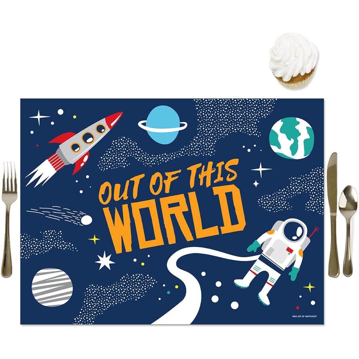 Blast Off to Outer Space Party Table Decorations Rocket Ship Baby Shower Birthday Party Placemats Set of 12