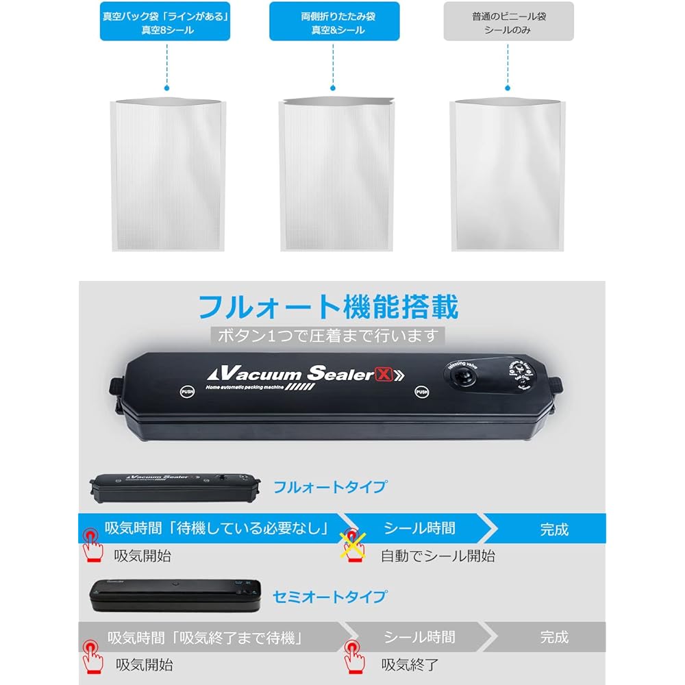 Vacuum Packing Machine Sealer, Dry/Wet Compatible, Low Noise, Comes with a Cutter, Degassing Sealer, Multi-function, 6 Modes, Dry/Soaked/Manual Degassing/Sealing Only/Stop, Lightweight, High Durability, Low Temperature Cooking, Long-lasting Freshness, Ea