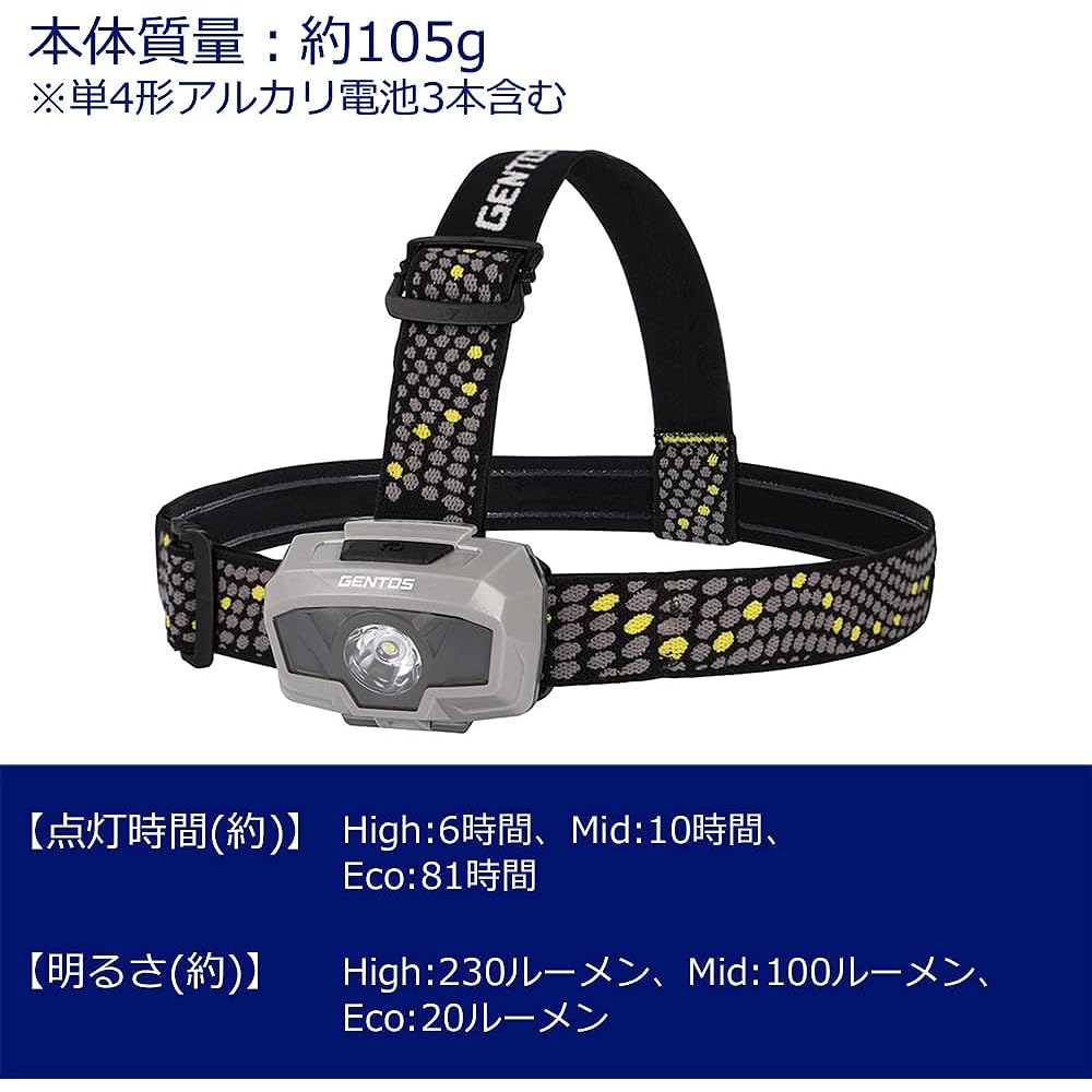 GENTOS LED Headlight [Brightness 230 lumens/Practical lighting 6 hours/Dustproof/Splashproof] Uses 3 AAA batteries Combibreaker CB-101D