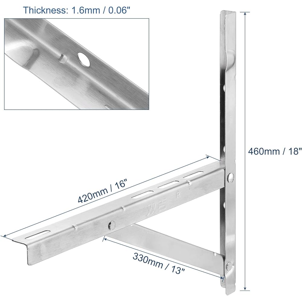 PATIKIL 1 Set Mini Split Wall Mount Bracket for 9000-24000BTU Up to 400 lbs Condenser Ductless AC Heat Pump System Stainless Steel Bracket