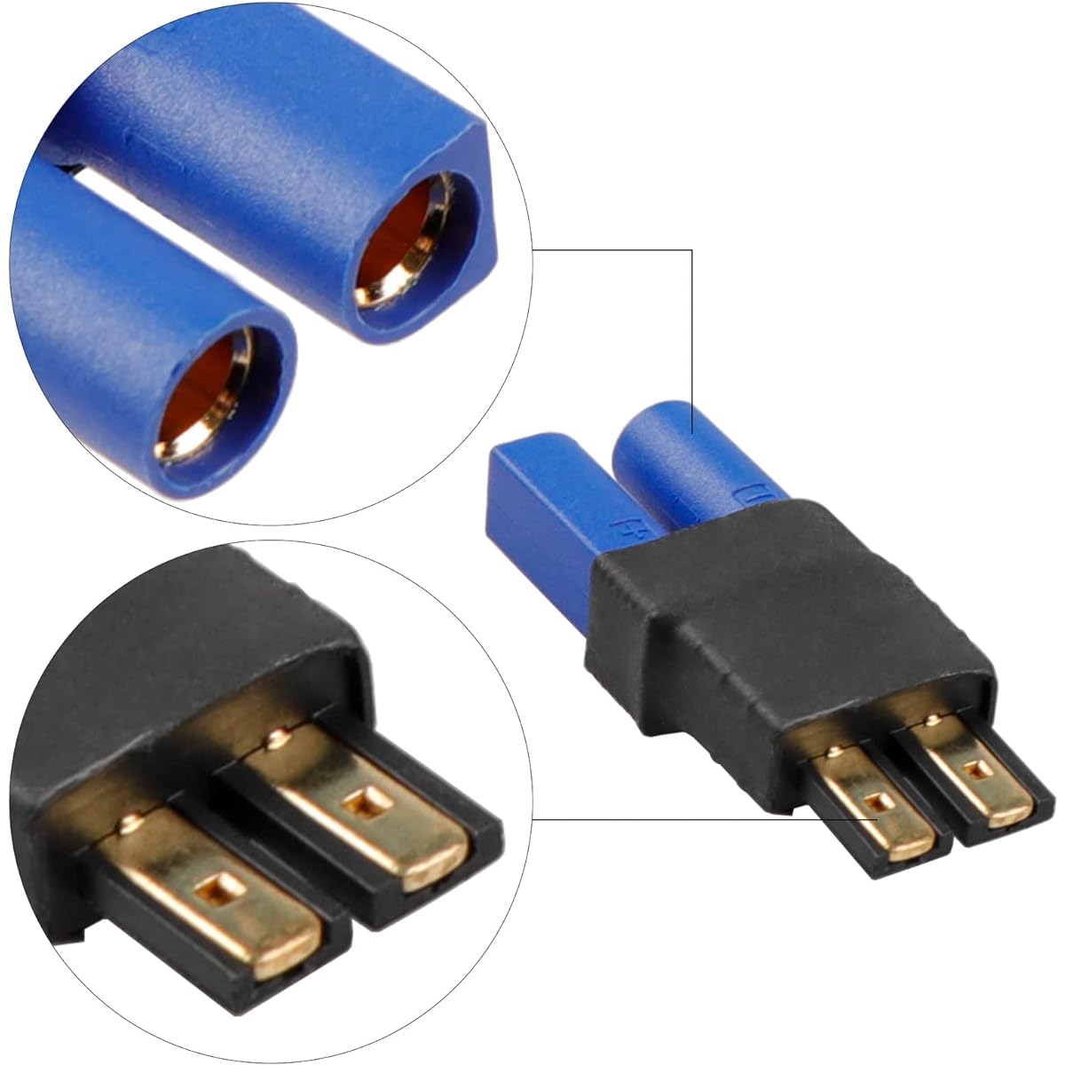 RC Battery Charger Adapter Traxxas TRX ID Connector EC5 Male Female Charge or Convert Battery Plug (4 Pack)