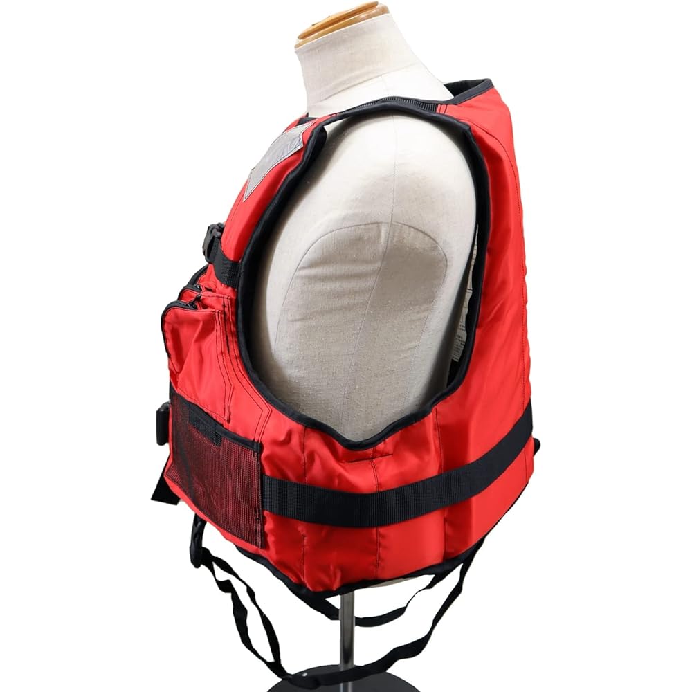 Ocean BW-2003 Type A with Cherry Blossom Mark Life Jacket for Small Boats Fishing Life Jacket for Boarding Ocean Life Ministry of Land, Infrastructure, Transport and Tourism Approved Product Test Product Fishing (Red)