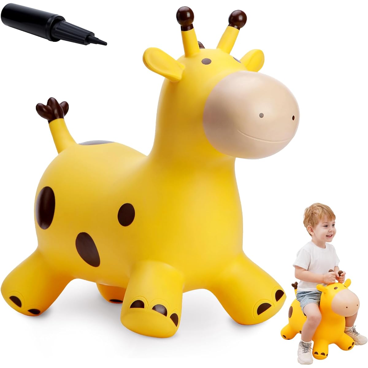 Babe Fairy Giraffe Bouncy Horse Hopper for Toddlers - Jumping Horse Bouncy Buddies - Inflatable Bouncy Animal Hopping Toy Gift for Boys/Girls 18 Months 2 3 4 5 6
