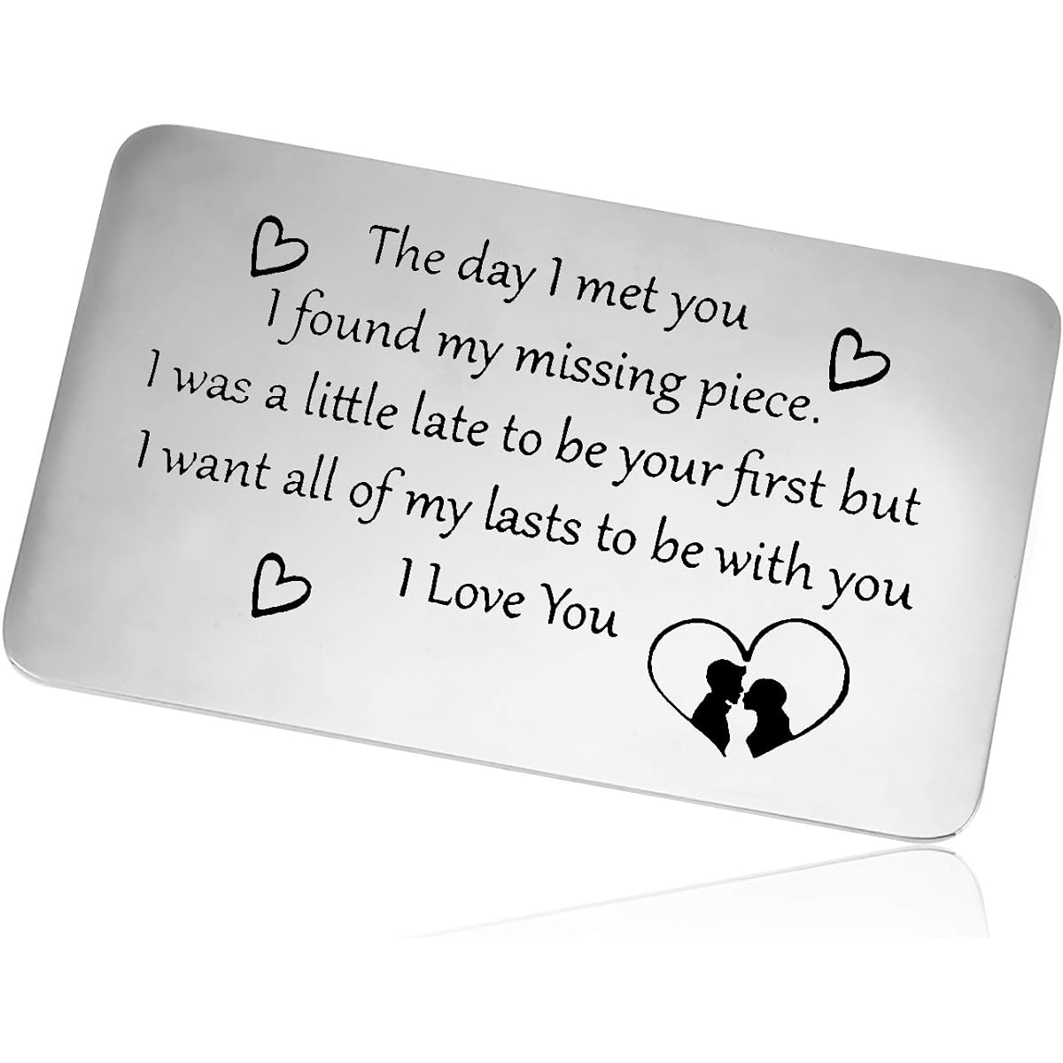 Metal Wallet Insert Card Gift for Husband Gift for Boyfriend Anniversary Card Gift Engraved Wallet Insert Card Valentine's Day Wedding Birthday Gift for Men Engagement Couple Gift Jewelry