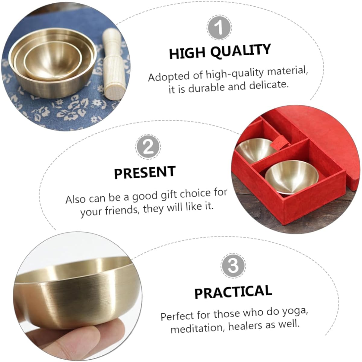 SWOOMEY 1 Set Buddhist Music Bowl Light Mini Tibetan Singing Bowl Tibetan Singing Bowl Creative Singing Bowl Meditation Bowl Yoga Stick