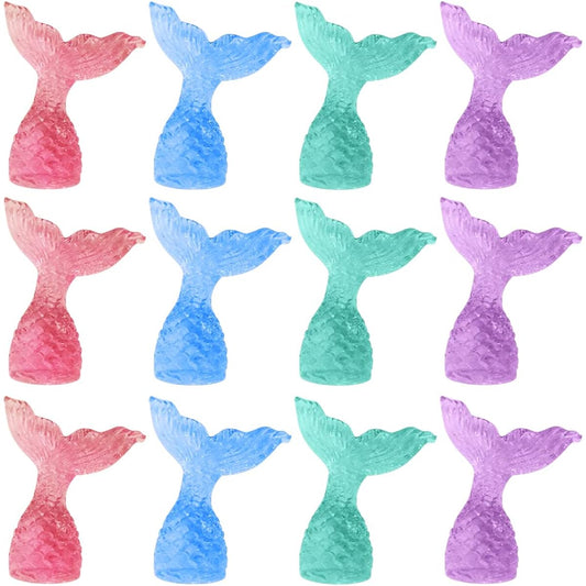 ArtCreativity Acrylic Mermaid Tail Cake & Cupcake Toppers, Set of 24, Mini Mermaid Tail Figures, Ocean, Mermaid, Baby Shower Party, Fun Party Favors, Goodie Bag Fillers