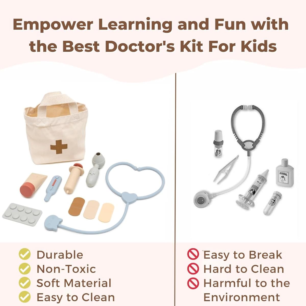 ForeverElla Silicone Doctor Kit for Kids Pretend Play Medical Kit