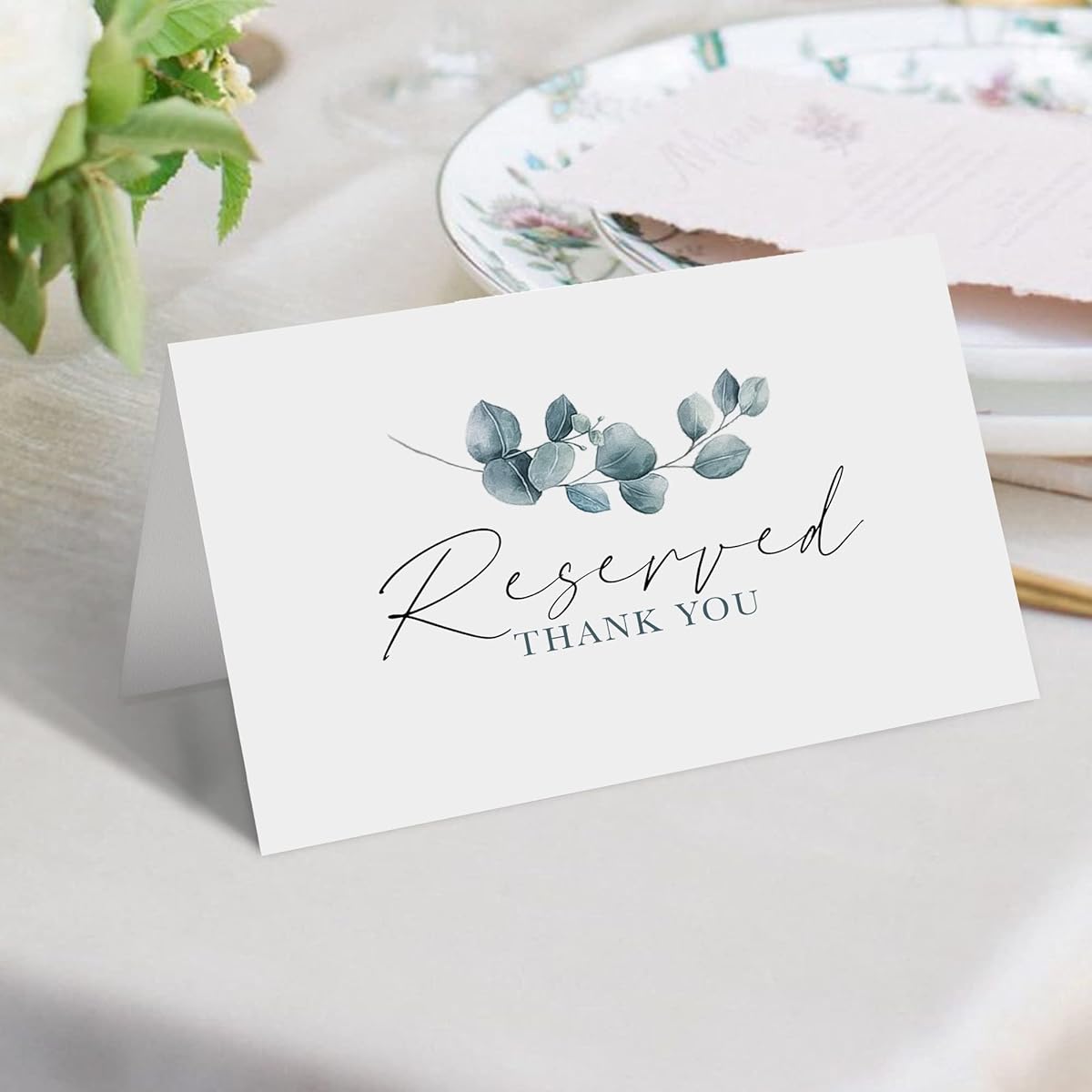 CLEVER SIGNS Reservation Table Signs Set of 25 for Weddings, Receptions, Christmas, Events, Parties, Celebrations, 4x6 Inch Table Reservation Cards, Green Watercolor Reservation Signs