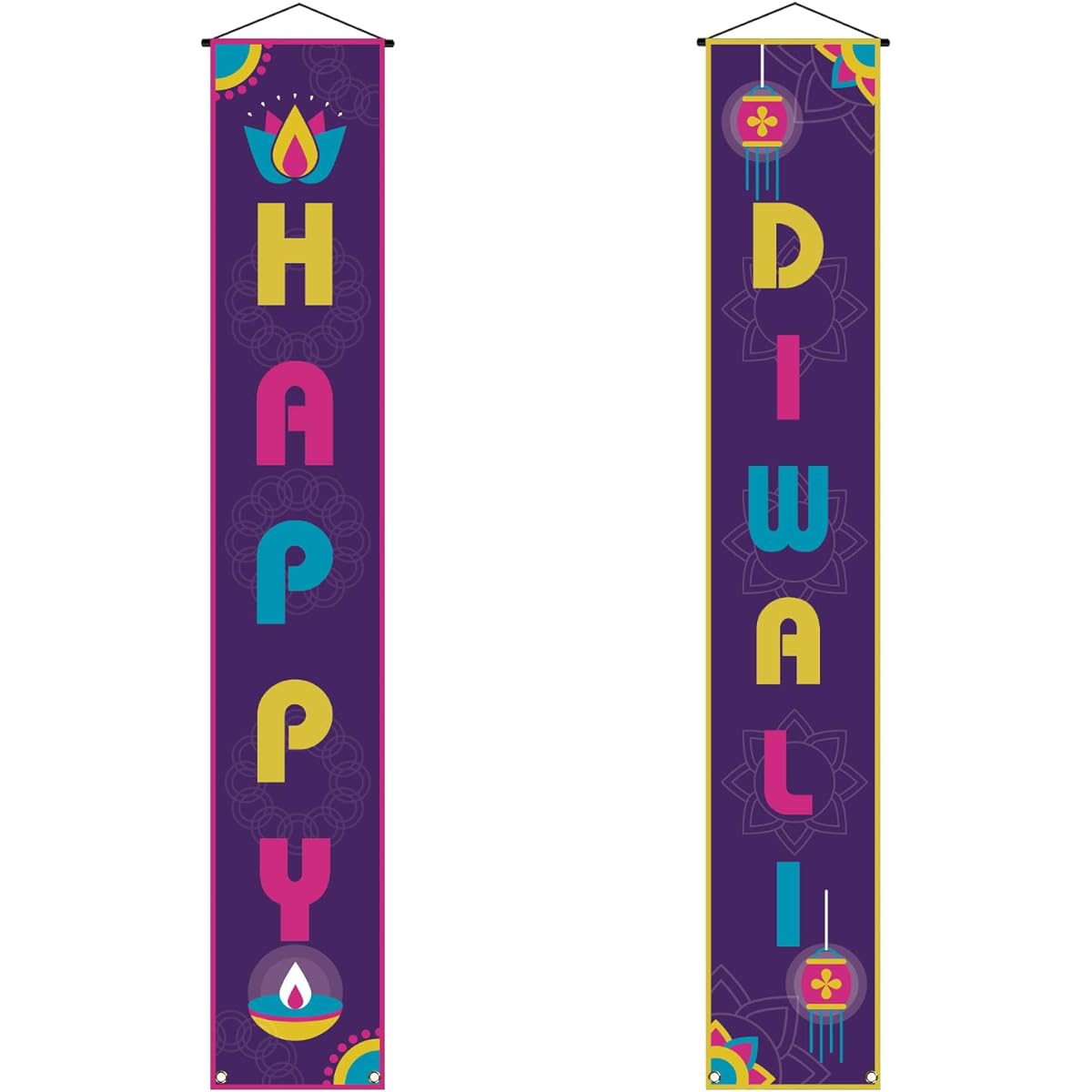 Rainlemon Happy Diwali Porch Banner Indian Festival of Lights Front Door Sign Decoration