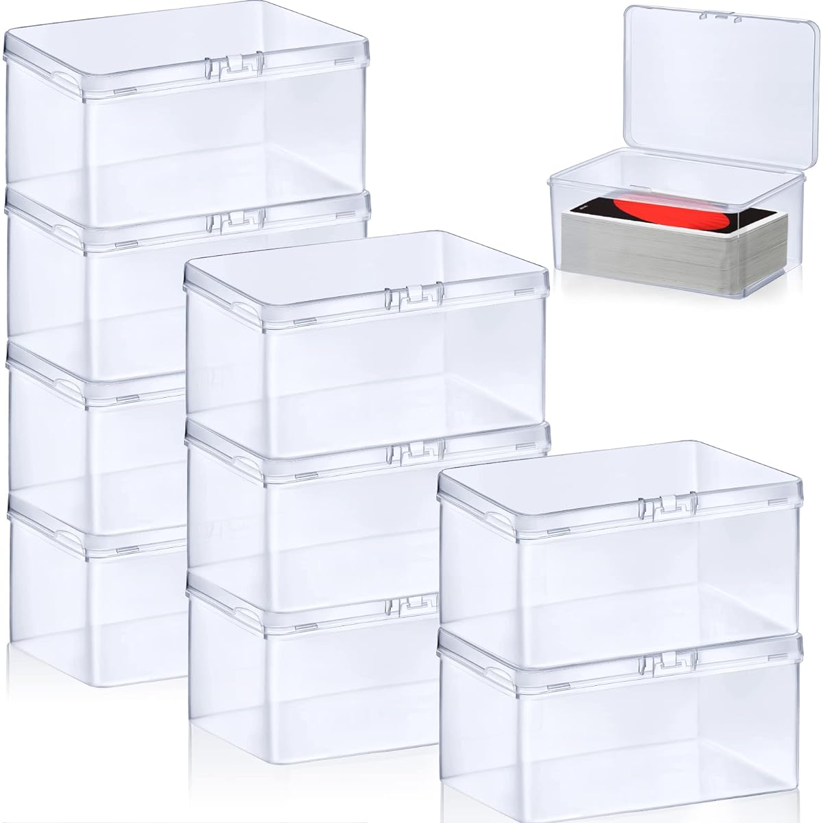 Qunclay 10pcs Playing Cards Case Clear Playing Cards Box Playing Cards Deck Cards Storage Box Cards Deck Holder Trading Cards Organizer Fits MTG/TCG Baseball Sports Cards 4.33 x 2.95 x 2.17 Inch