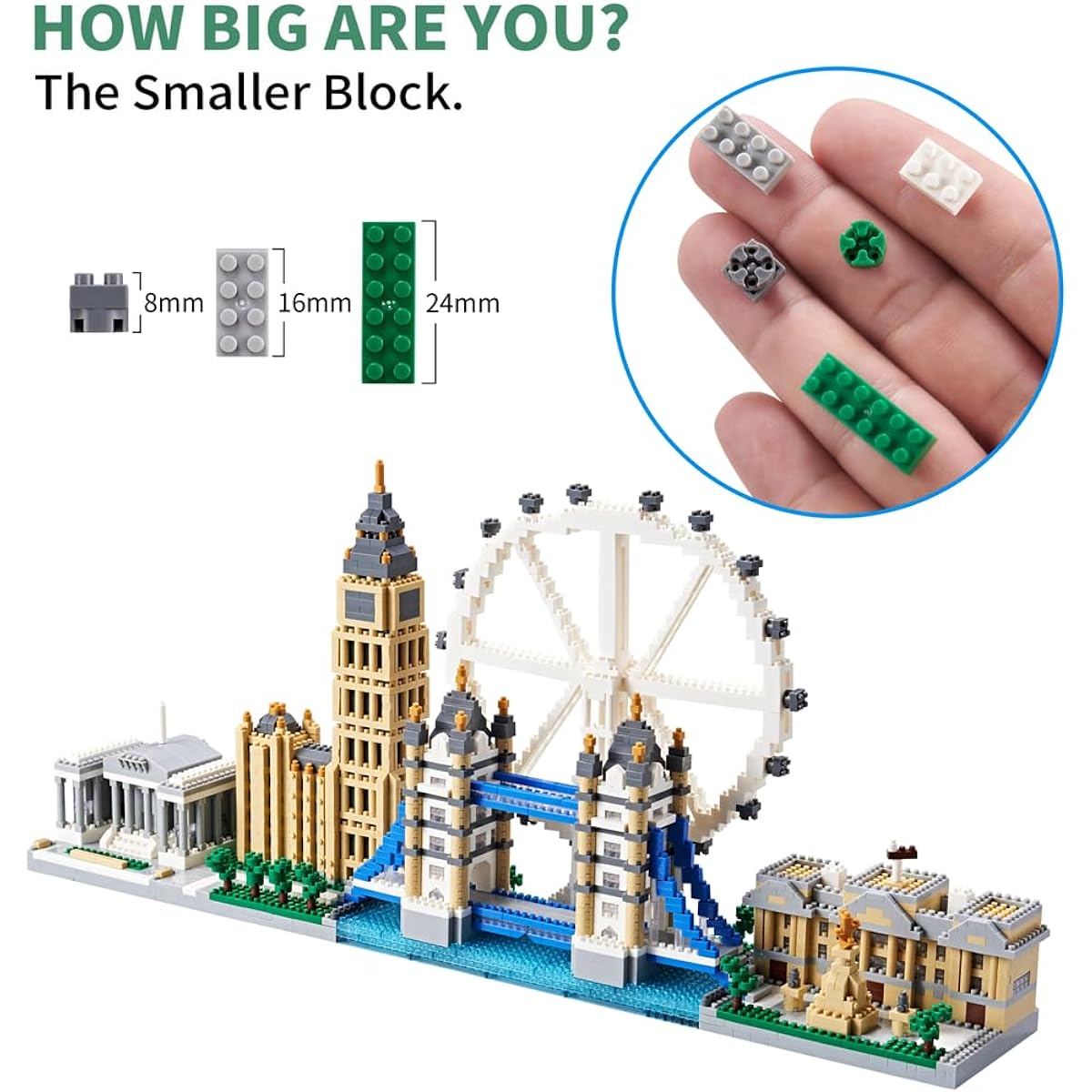 Kadablk Architecture London Skyline Collection, 3430 Pieces for Adults and Children, Micro Mini Blocks Set Model Kit, Landmark Model