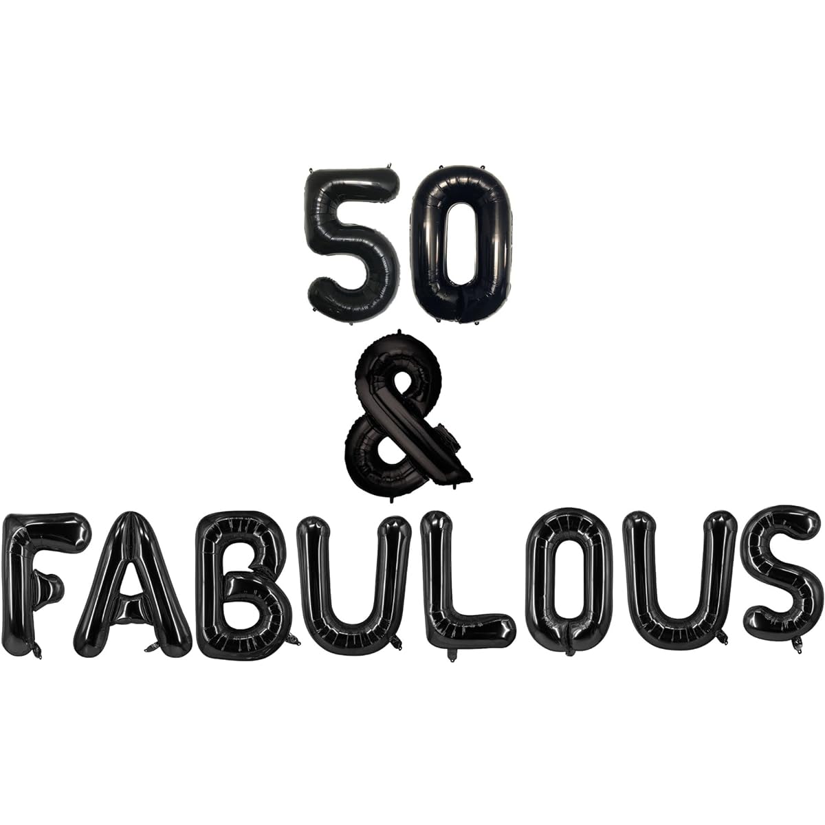 Letter Balloons 50pcs Fabulous 16" Alphabet Letter Foil Mylar Balloons 50th Birthday Party Banner (Black, 16")