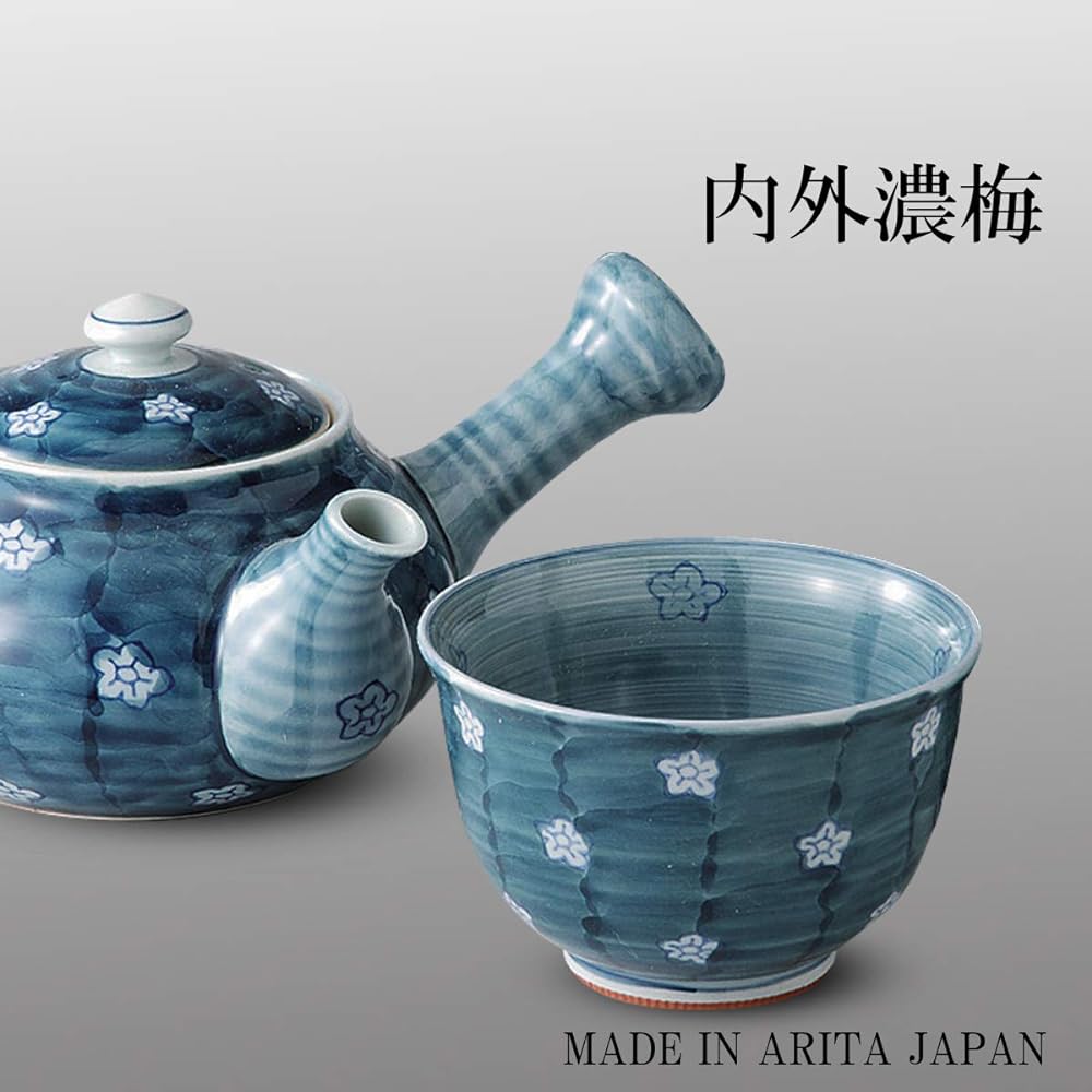 Ranchant Teapot Tea Set Multi Teapot 16.8x14x8.8/Cup Φ9.2x6cm Inner and Outer Plum Arita Ware Made in Japan