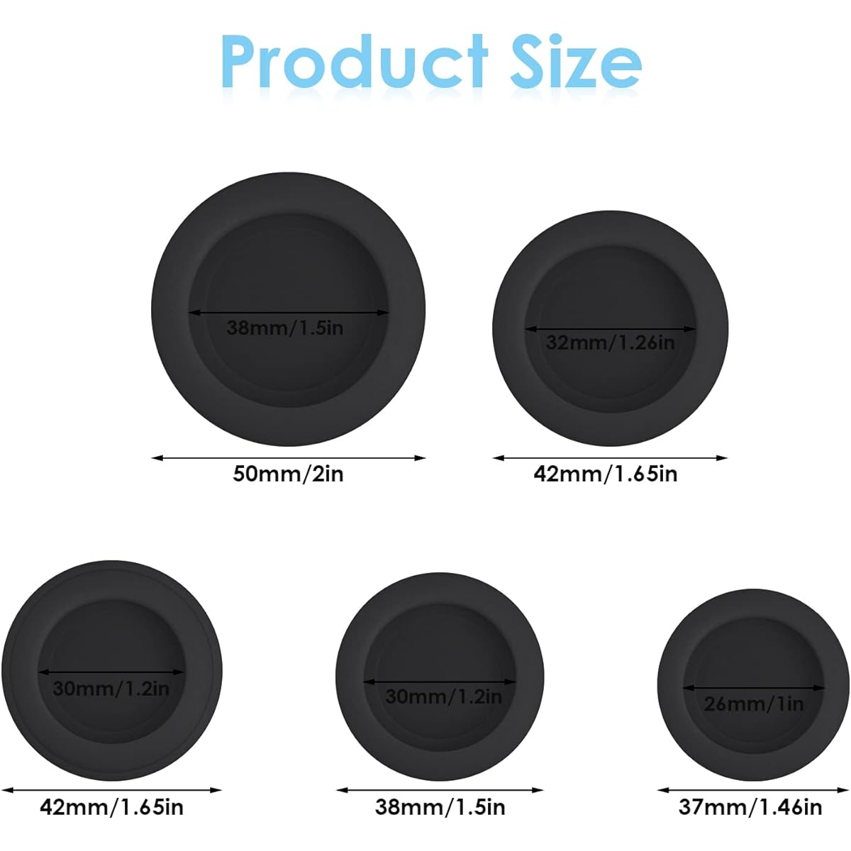 Grevosea 20pcs Piggy Bank Plugs Piggy Bank Replacement Piggy Bank Plugs Black Piggy Bank Plug Covers Rubber Stopper Plugs Replacement for Piggy Banks (5 Sizes)