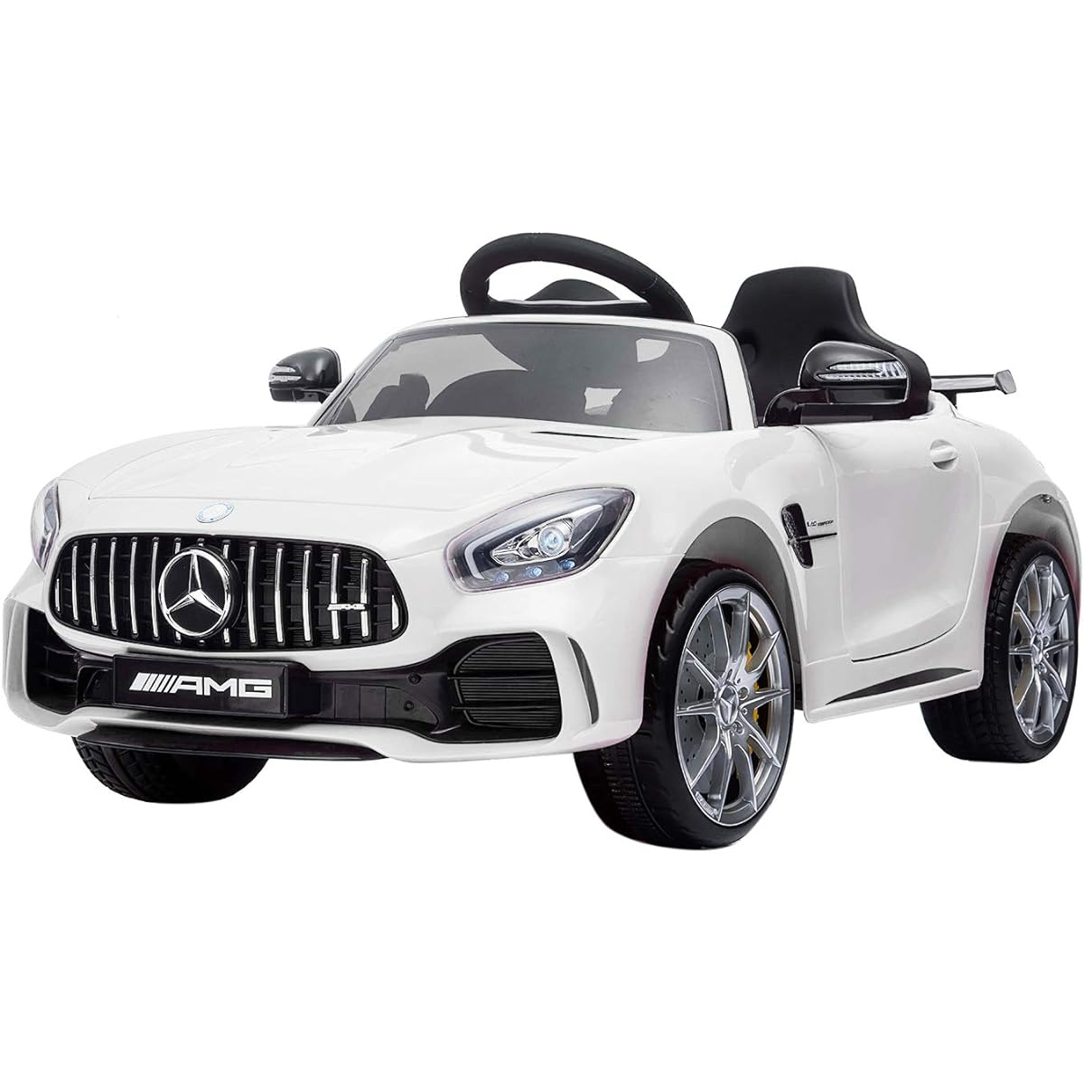 Electric Passenger Car, Radio Controlled Mercedes Benz GTR Rimokon, Can be operated with pedals and radio, Present for Children, Gift, Electric Car, Vehicle Toy, White