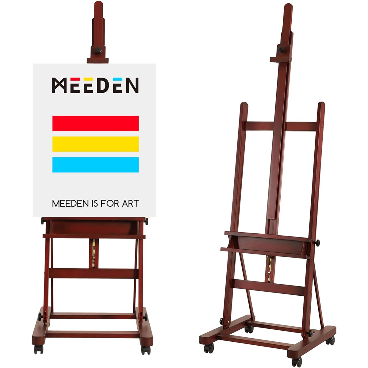 justable Height, Accommodates Canvases up to 236cm, Foldable for Storage, H-Shaped Frame, High Stability, Wooden Easel, Stand Easel, Large Easel, Studio Easel, Sketch Easel, For Fine Arts, For Painting, For Office, For Artists, Students, Adults, Dark Red