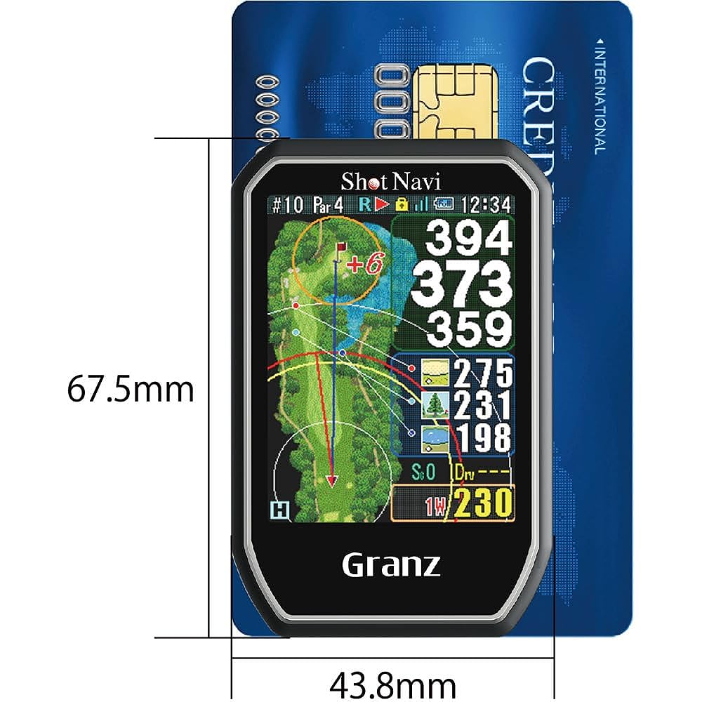 Shot Navi Granz BK Golf GPS Touch Panel Big Letters Ultra Lightweight 54g Made in Japan Equipped with the latest GPS chip Compatible with Michibiki L1S Competition Mode Height Difference Rechargeable