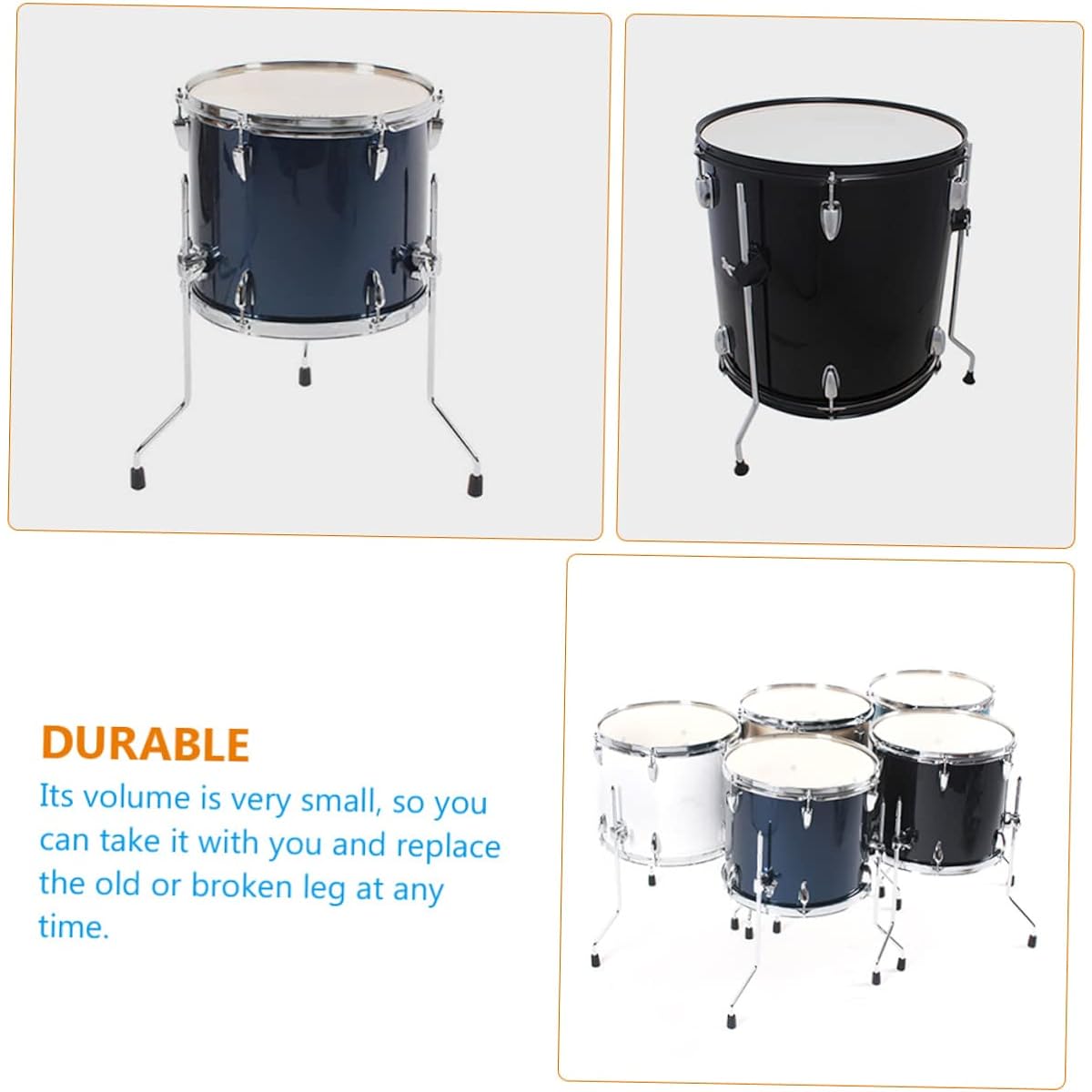 FAVOMOTO Silver Accessories Floor Roller Bass Drum Leg Drum Accessories Floor Tom Feet Anti Drum Feet Drum Stand Leg Metal Drum Set Leg Percussion Drum Kit Drum Parts
