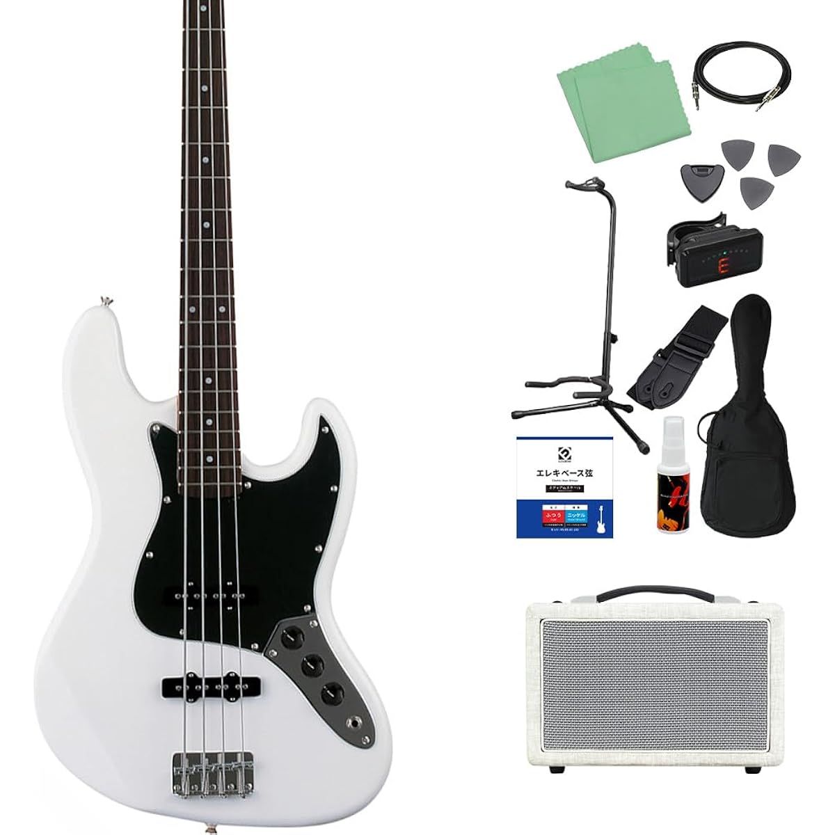 Photogenic JB-240/B3P WH Bass Beginner 12-piece Set [Shimamura Music's best-selling bass amp included] Jazz bass type Photogenic