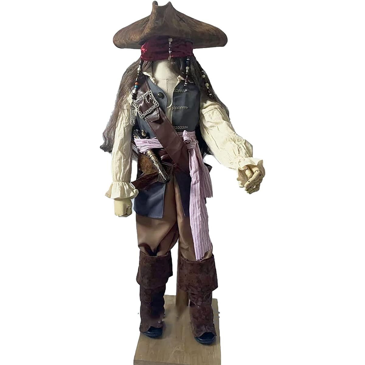 [S/D] zhaoleijapan Jack Sparrow Pirate Kids Cosplay Costume + Wig + Kids Captain Costume Transformation Fancy Dress Cosplay School Festival Halloween Christmas Birthday Year-End Party School Festival Children's Day