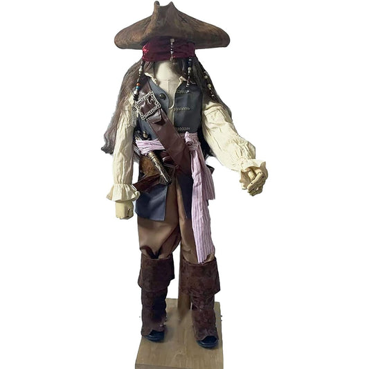 [S/D] zhaoleijapan Jack Sparrow Pirate Kids Cosplay Costume + Wig + Kids Captain Costume Transformation Fancy Dress Cosplay School Festival Halloween Christmas Birthday Year-End Party School Festival Children's Day