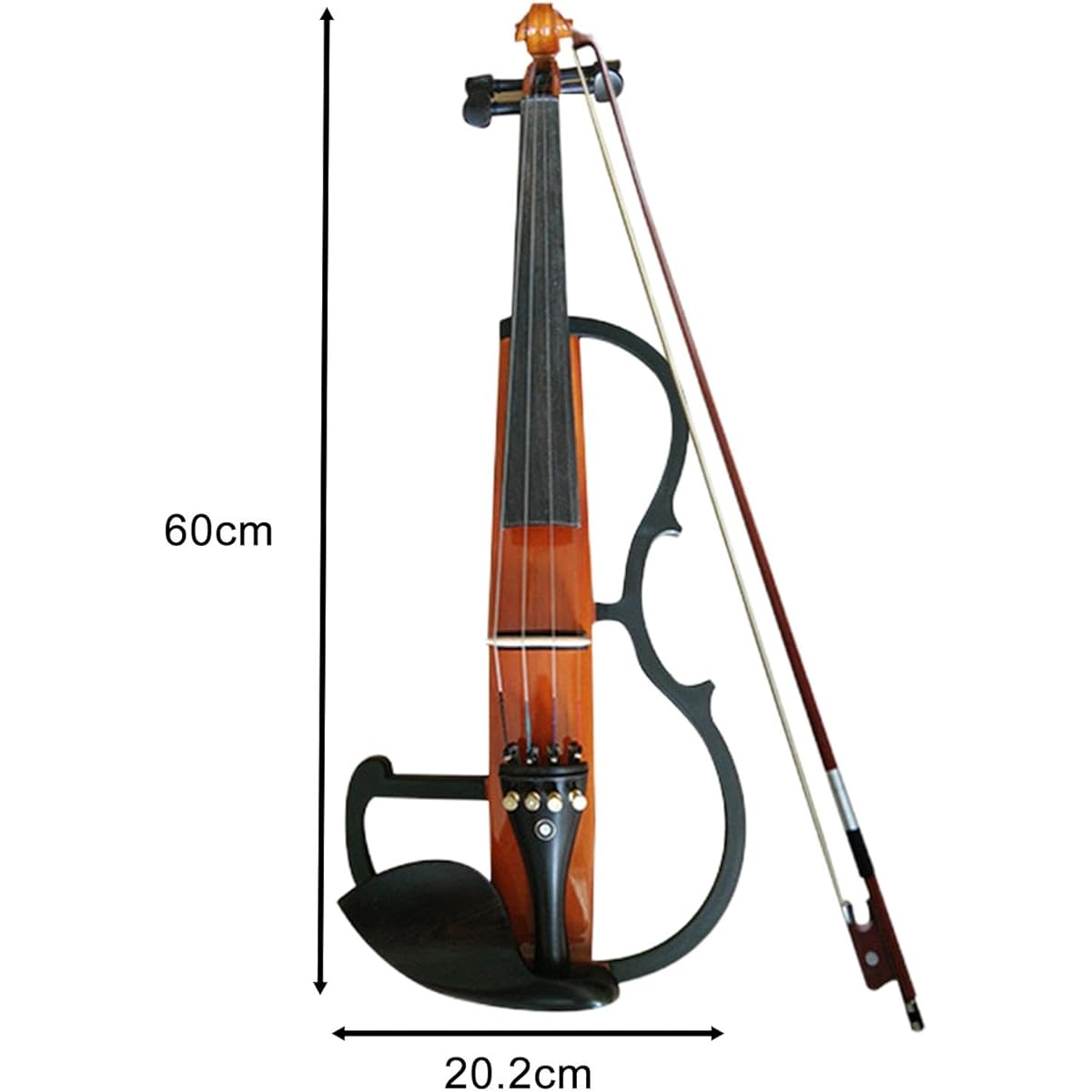 Folpus Electric Violin Set with Hard Case, Fiddle and Violin Bow, Headphones and Violin Accessories for Performance, Brown