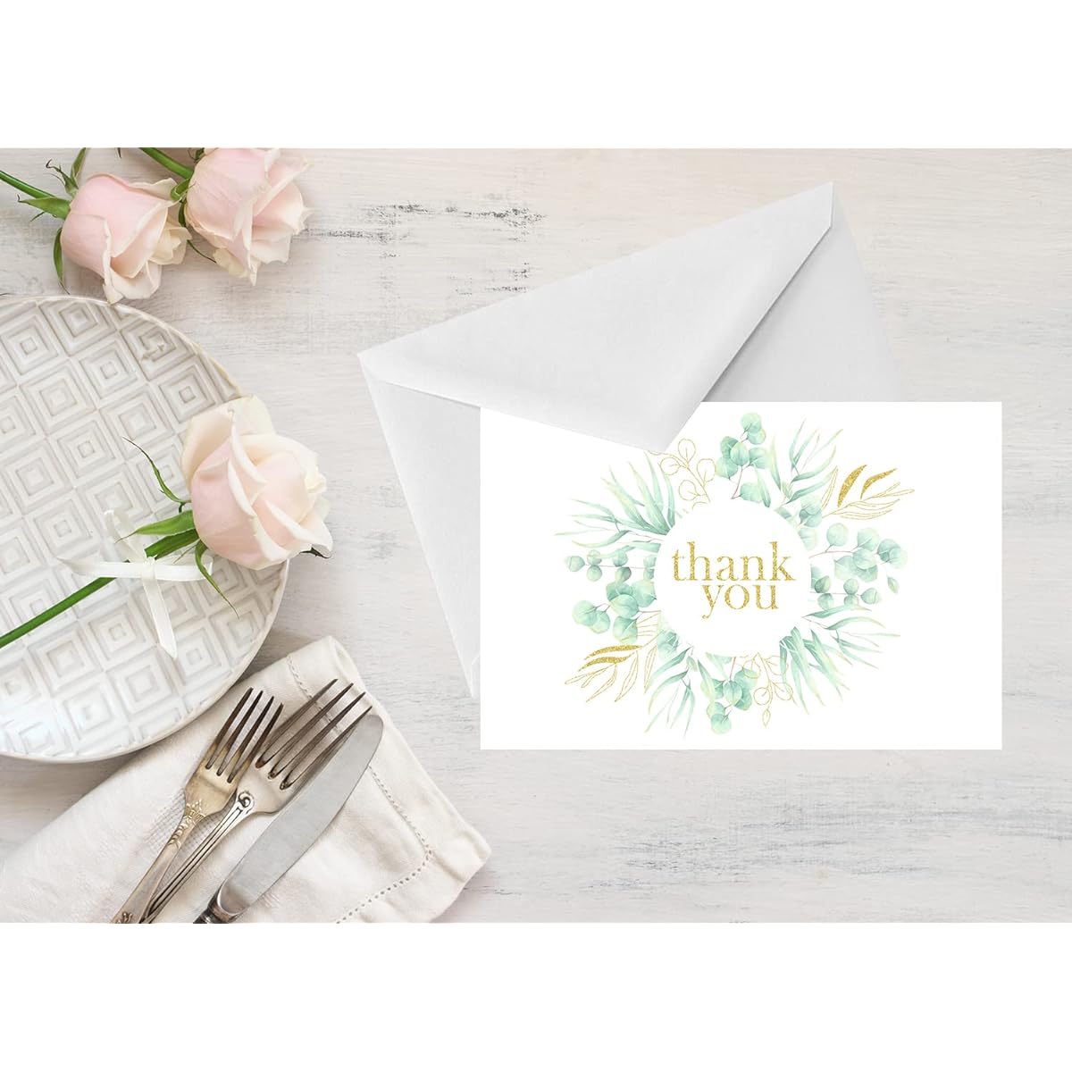 Spark Ink 100 Thank You Cards with Envelopes - Thank You Notes - Elegant Blank Graduation Thank You Cards - for Small Business, Weddings, Christmas, Graduations, Bridal & Baby Showers, Funerals, 4x6 Inch