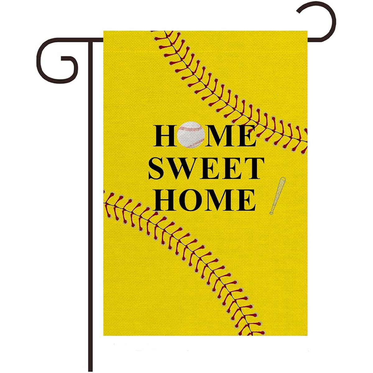 KiBSHiYiQi Home Sweet Home Baseball Garden Flag Vertical Double Sided Burlap Flag Bat Ball Sports Softball Flag for Yard Lawn Mailbox Outdoor Decor 12.5 x 18 Inch