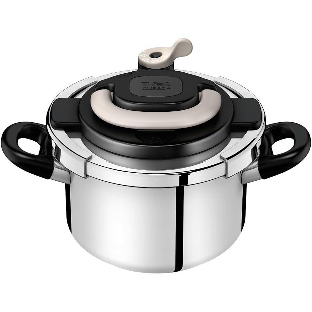 Tefal Pressure Cooker 4L IH Compatible For 2~4 People One Touch Open/Close 10 Year Warranty Crypso Arch Ivory P4360431 T-fal