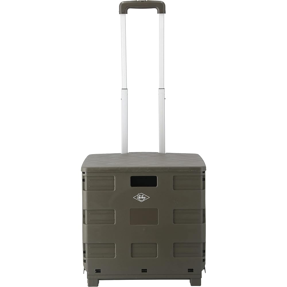 Fuji Boeki Carry Cart Folding Shopping Cart Width 45 x Depth 38 x Height 99cm Khaki Outdoor Compact with Lid Load Capacity 30kg 86442